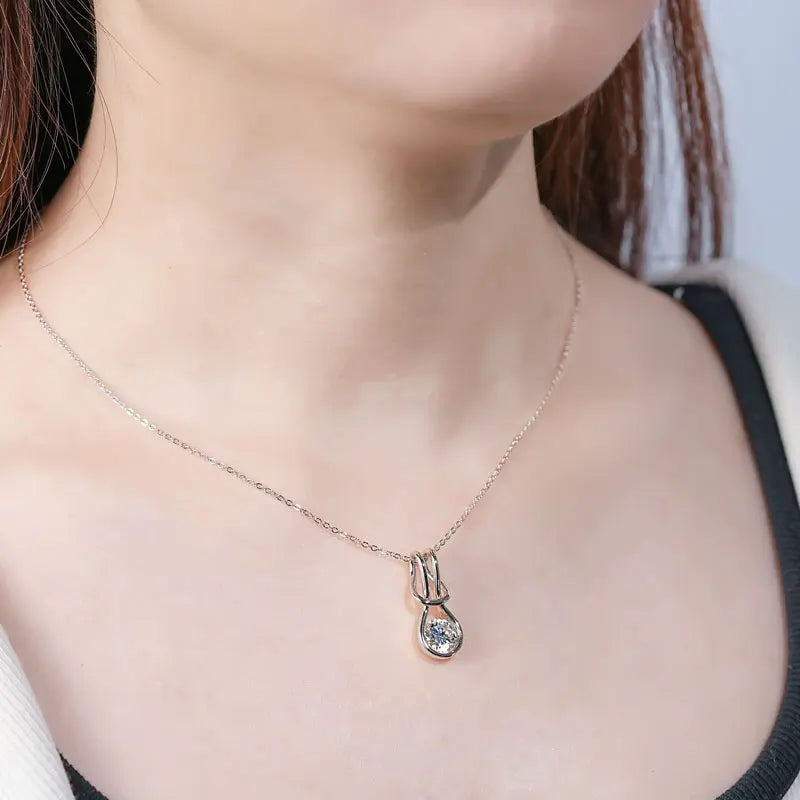 Knot Design 8mm 2ct D Moissanite Pendant Necklace for Women Adjustable 925 Silver Chain 2025 Trendy Charm Jewelry Gifts