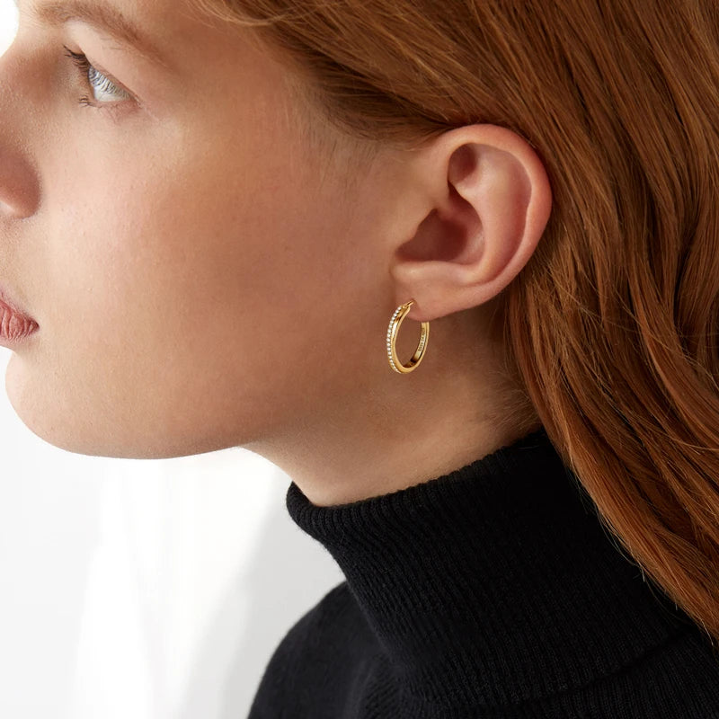 Classic Real Moissanite Hoop Earrings for Women 925 Silver 18K Gold Plated Clip Earrings Wedding Jewelry Gift 2024 New