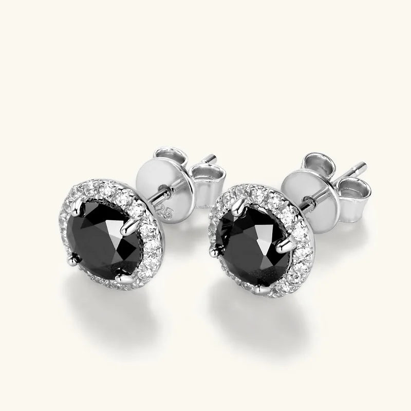 Vintage 0.8CT Black Moissanite Stud Earrings Silver 925 Jewelry for Women Men Halo Piercing Ear Earring Trending Products