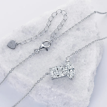 3CTW. 2ct Emerald Cut and Pear Cut D Moissanite Pendant Necklace for Women s925 Silver GRA Certified Jewelry Party Birthday Gift