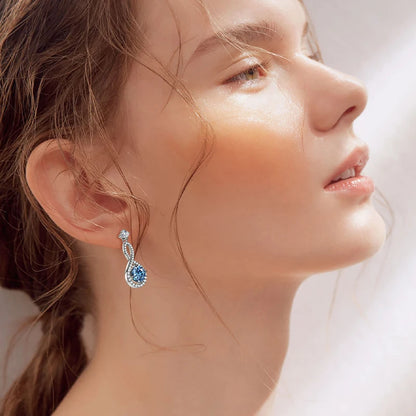 1ct Infinite White/Blue Moissanite Drop Dangle Earrings 925 Silver for Women Piercing Ear Studs Engagement Wedding Jewelry