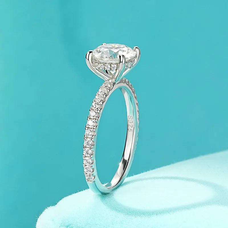 Solitaire 2ct Moissanite Diamond Ring 925 Sterling Sliver Sparking Wedding Promise Finger Rings for Women GRA Certificate