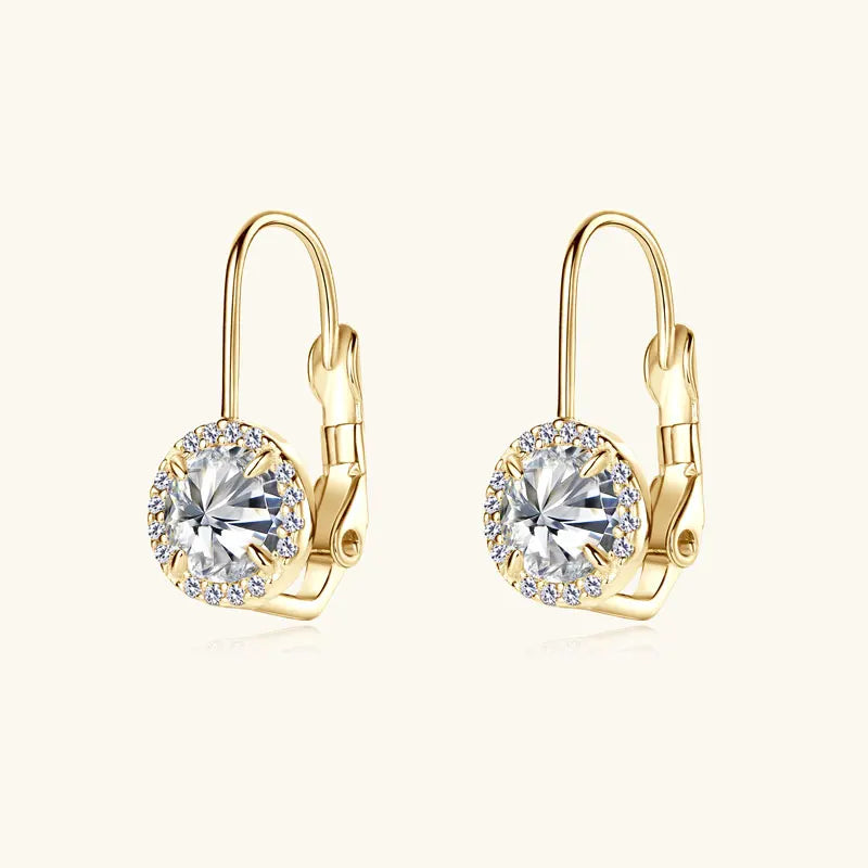 Tren-dy 6.5mm 1.0CT Moissanite Drop Earrings for Women 925 Silver 18k Gold Plated Clip Hoop Earrings Wedding Jewelry Gifts