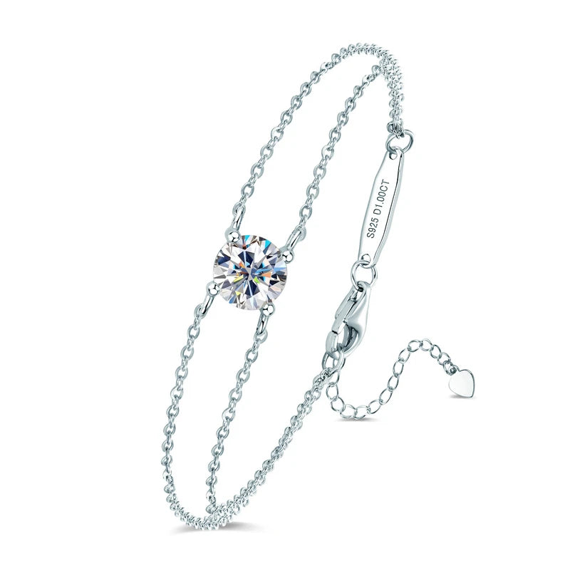 Colorful 12 Birthstone Bracelet for Women Real 925 Silver Chain 6.5mm Lab Diamond Moissanite Zircon Birthday Charm Jewelry Gift