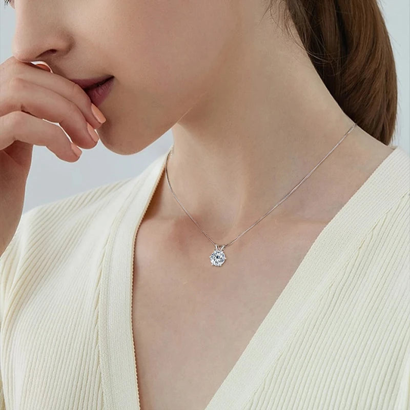 Classic 2.0CT 3.0CT Moissanite Pendant Necklace for Women Sparking Diamond Necklaces 925 Silver Jewelry Engagement Gifts