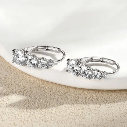 100% 925 Silver Moissanite Hoop Clip Earrings Luxury 4 Stones D VVS1 Round Lab Diamond Jewelry Gift for Women Upgrade Type
