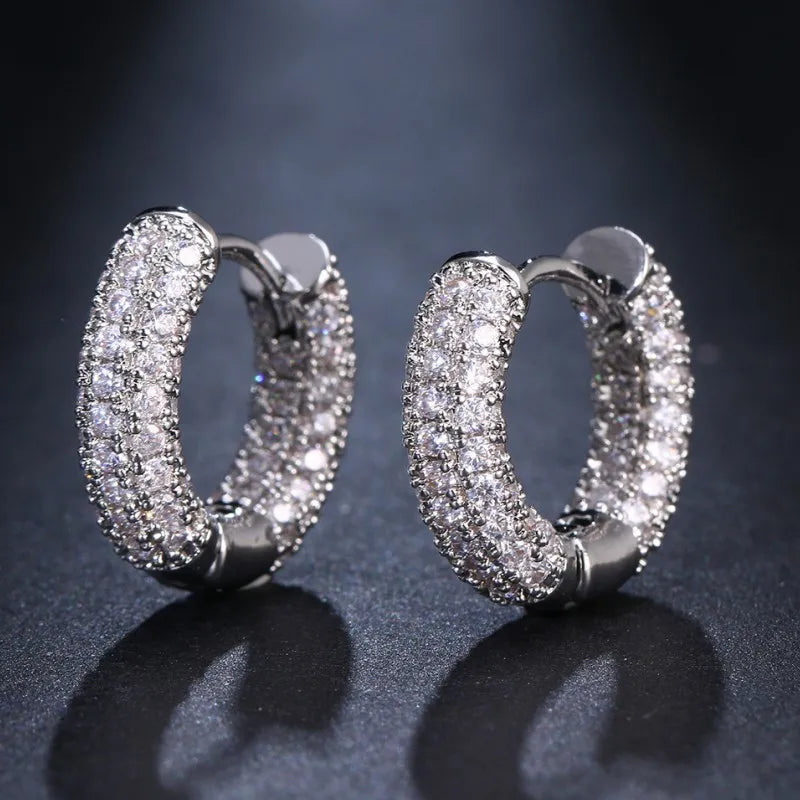 Original 925 Silver Sterling Hoops Luxury Earrings Jewelry 1.3mm Round Moissanite Diamond Earrings for Women Wedding Party