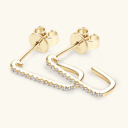 Open Hoop Paperclip Earrings 1mm Moissanite Stud Earring 925 Silver for Women 2024 Fashion Christmas Gift Jewelry Original