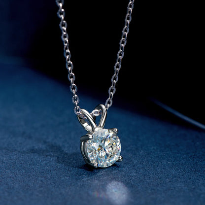 Rose Gold Plated Moissanite Pendant Necklace 6.5mm(1.0ct ) Sparking D Color Diamond Real 925 Silver Jewelry for Women Gift