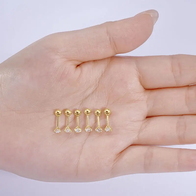 Certified Yellow Gold 4mm D Moissanite Stud Earrings 10K Solid Gold Piercing Ear Jewelry for Men Women Couple Simple Four Claws