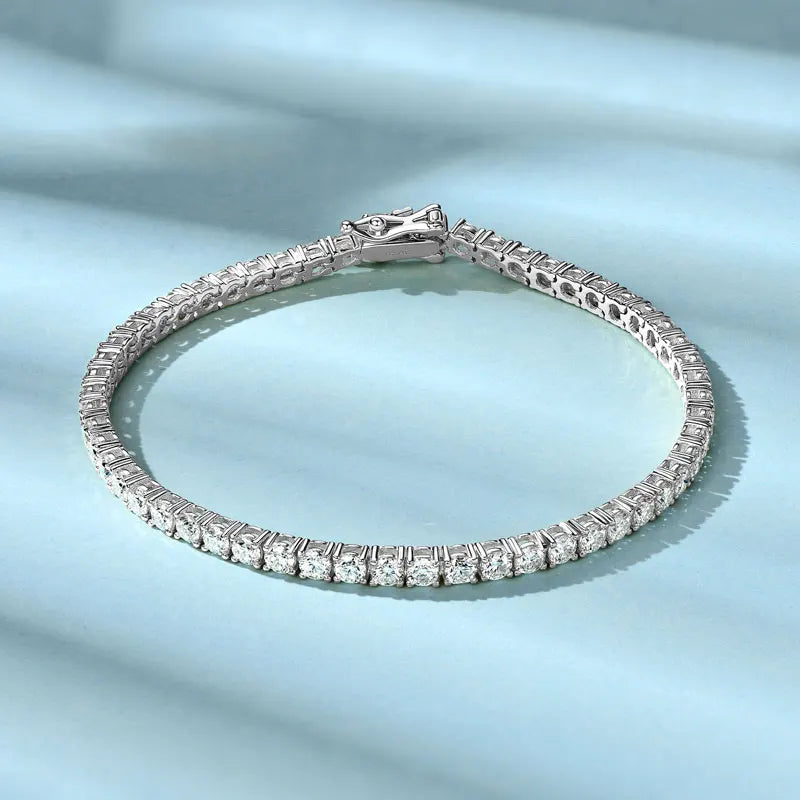 3mm D VVS1 Full Moissanite Tennis Bracelets for Women Men Couples Real 925 Sterling Silver Bracelet 14K Gold Plated Gifts