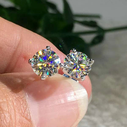 100% 925 Sterling Silver Gold Stud Earrings 6.5mm D Color Moissanite 4 Claw Earrings Classic Jewelry for Women Girl Gift