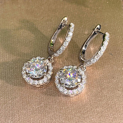 2023 Women Hoops 925 Silver Gold Drop Earrings Dangle Real Moissanite Earring Original GRA Certified Wedding Jewelry Gifts