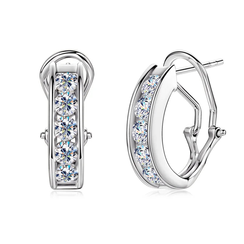 3mm 1.0CTW. Moissanite Hoop Earrings for Women 2024 18k Gold Plated 925 Silver Clip Earrings Trendy Wedding Christmas Gift