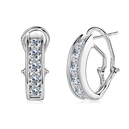3mm 1.0CTW. Moissanite Hoop Earrings for Women 2024 18k Gold Plated 925 Silver Clip Earrings Trendy Wedding Christmas Gift