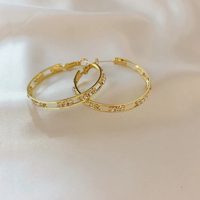 Trendy 2.16CTW. 2.3mm Moissanite Hoop Earrings for Women 925 Silver Fashion Big Larger Circle Earrings Fine Jewelry Gifts