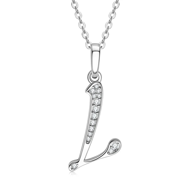 Name Necklace 26 Letter Initial Moissanite Pendant Real Silver 925 for Couples Women Men Valentine's Day Gift Fine Jewelry