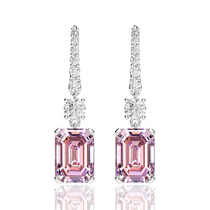 Classic 4.0CT Emerald Cut Gemstone Hook 925 Sterling Silver Color Lab Diamond Drop Dangle Earrings for Women Jewelry Gifts