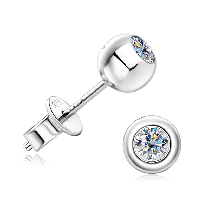 Mini Needles Stud Earrings 925 Sterling Silver for Women with D Color Moissanite Lovely Piercing Jewelry with Certificate