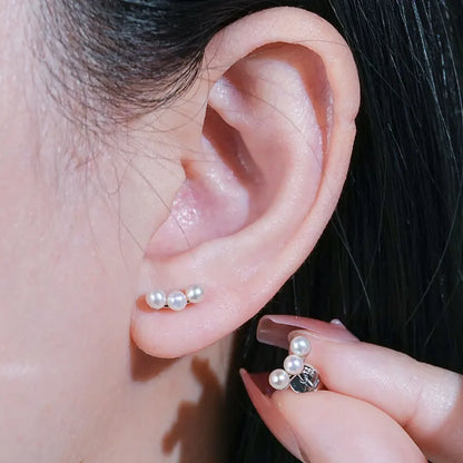 925 Sterling Silver Earrings Piercing Studs Round 3mm Natural Freshwater White Pearl Earrings for Women Fine Jewel Gifts