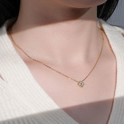 Clover Flower Pendant Necklace 3mm Moissanite for Women Adjustable 925 Silver Chain VVS1 Lab Diamond Necklace Collar Gifts