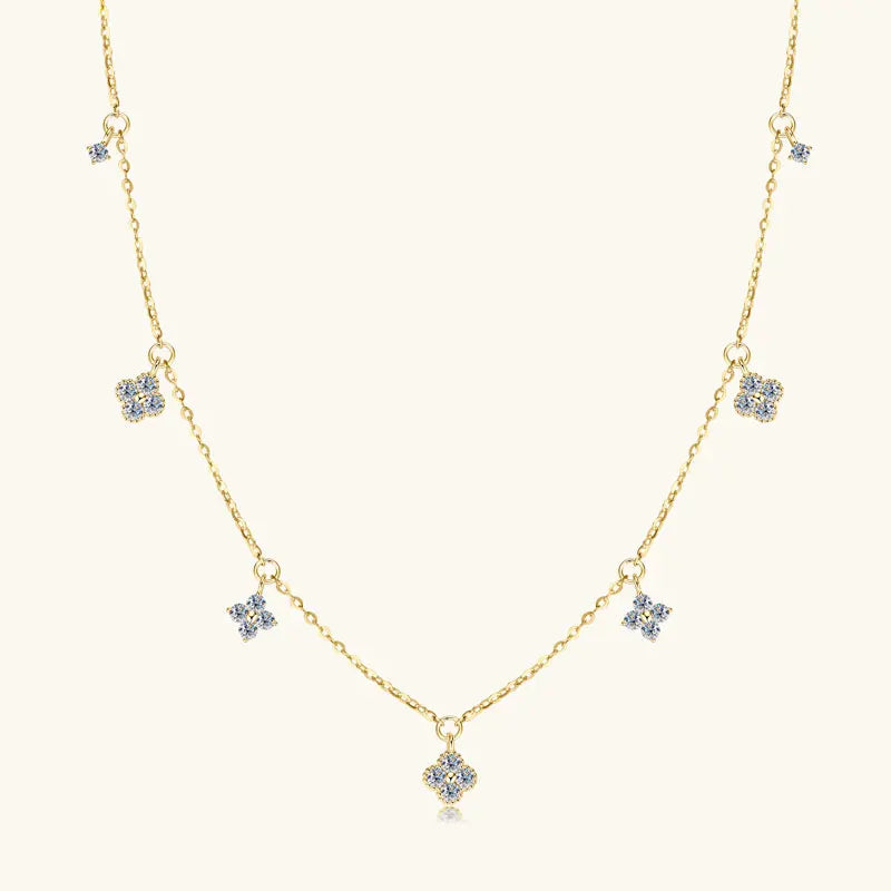 3mm D Moissanite Jewelry Set Clover Flower Pendant Necklace Earrings Bracelet 3 in 1 Sets for Women 925 Silver Charm Gifts