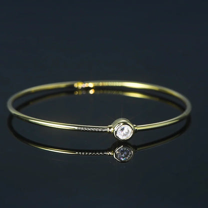 Simple Bangle 925 Silver 5mm 0.5ct D Color Bezel Moissanite Bangles 14K Gold Plated Hollow Tube Bracelet for Women Jewelry