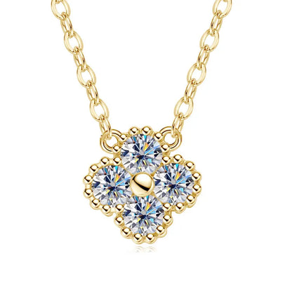 Clover Flower Pendant Necklace 3mm Moissanite for Women Adjustable 925 Silver Chain VVS1 Lab Diamond Necklace Collar Gifts