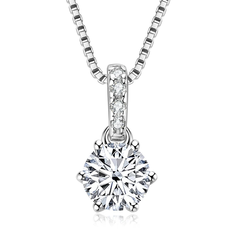 2024 New 925 Sterling Silver Moissanite Pendant Necklace 1CT 2CT D Color Lab Diamond Jewelry Women's Birthday Valentine Day Gift