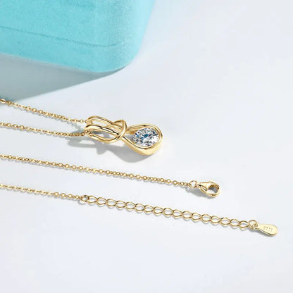 Knot Design 8mm 2ct D Moissanite Pendant Necklace for Women Adjustable 925 Silver Chain 2025 Trendy Charm Jewelry Gifts