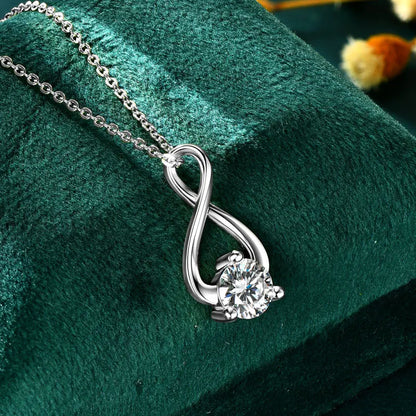 6.5mm 1ct D Moissanite Infinity Pendant Necklace for Women Silver 925 Adjustable Chain 8mm 2ct Lab Diamond Infinite Charm Gifts