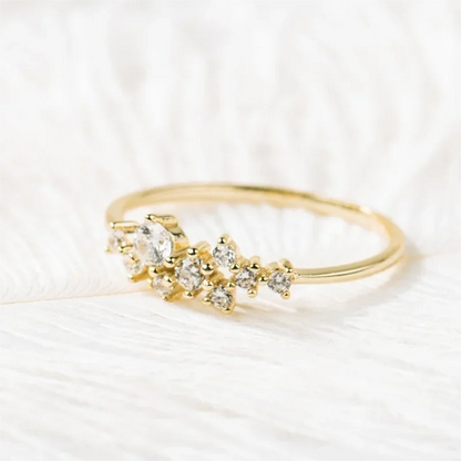 Real 925 Sterling Silver Moissanite Engagement Ring for Women Dainty Thin Finger Rings Gold Color Jewelry Accessories Gift
