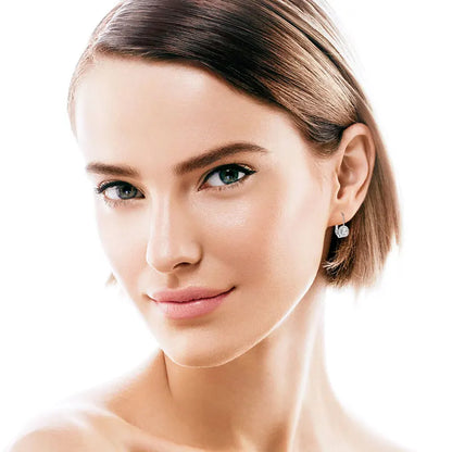 Tren-dy 6.5mm 1.0CT Moissanite Drop Earrings for Women 925 Silver 18k Gold Plated Clip Hoop Earrings Wedding Jewelry Gifts