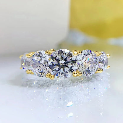 3.60CTW All Moissanite Diamond Ring Sparking D Color 5 Stones Wedding Engagement Band For Women 925 Silver Promise Jewelry