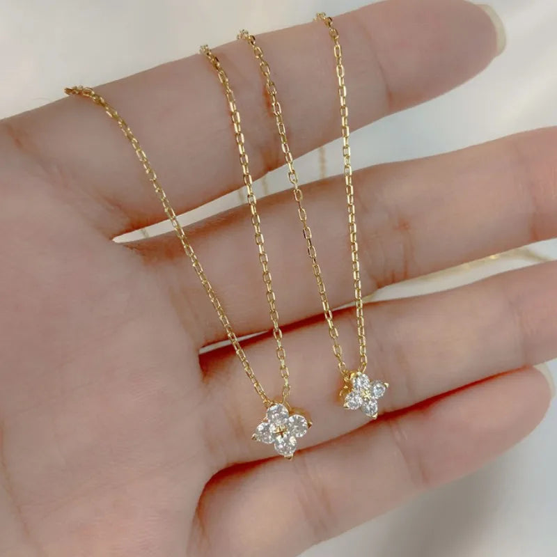 Lucky Clover Necklace Four Leaf Certified D0.40CT Moissanite Pendant Solid 925 Sterling Silver Women's Charm Jewelry Gift