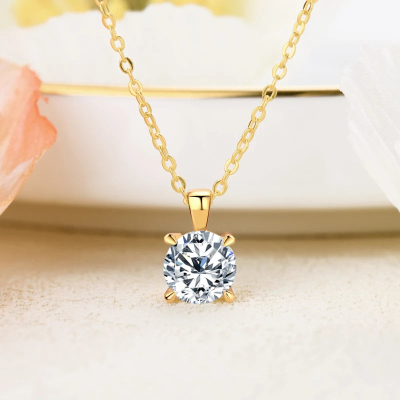 2025 Sparking 1ct 2ct 3ct D Moissanite Pendant Necklace for Women Adjustable 925 Silver Chain Fine Jewelry Valentine's Day Gift
