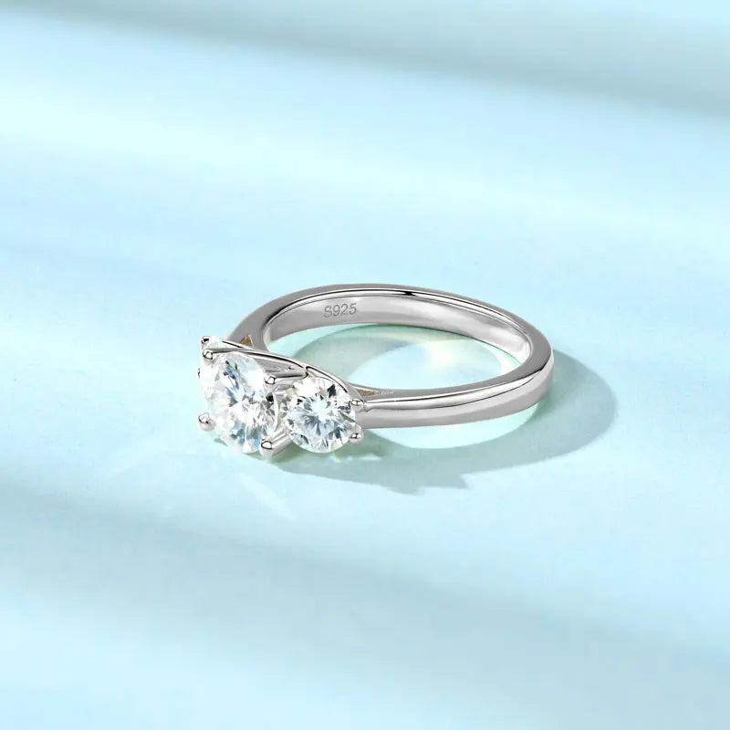 3 Stones D Moissanite Ring Real 925 Sliver Promise Rings for Women Engagement Wedding Jewelry 6.5mm 5mm Lab Diamond Bands