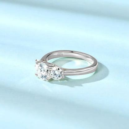 3 Stones D Moissanite Ring Real 925 Sliver Promise Rings for Women Engagement Wedding Jewelry 6.5mm 5mm Lab Diamond Bands