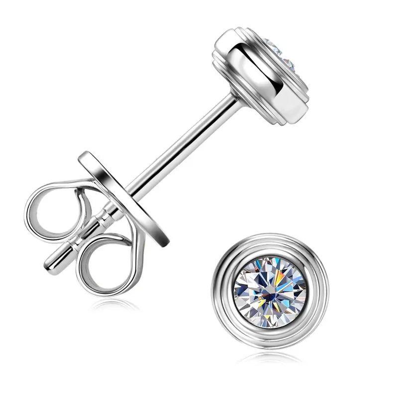 3mm D Color Bezel Moissanite Stud Earrings 925 Sterling Silver Earrings Mini Needle for Couple Women Men Valentine's Gift
