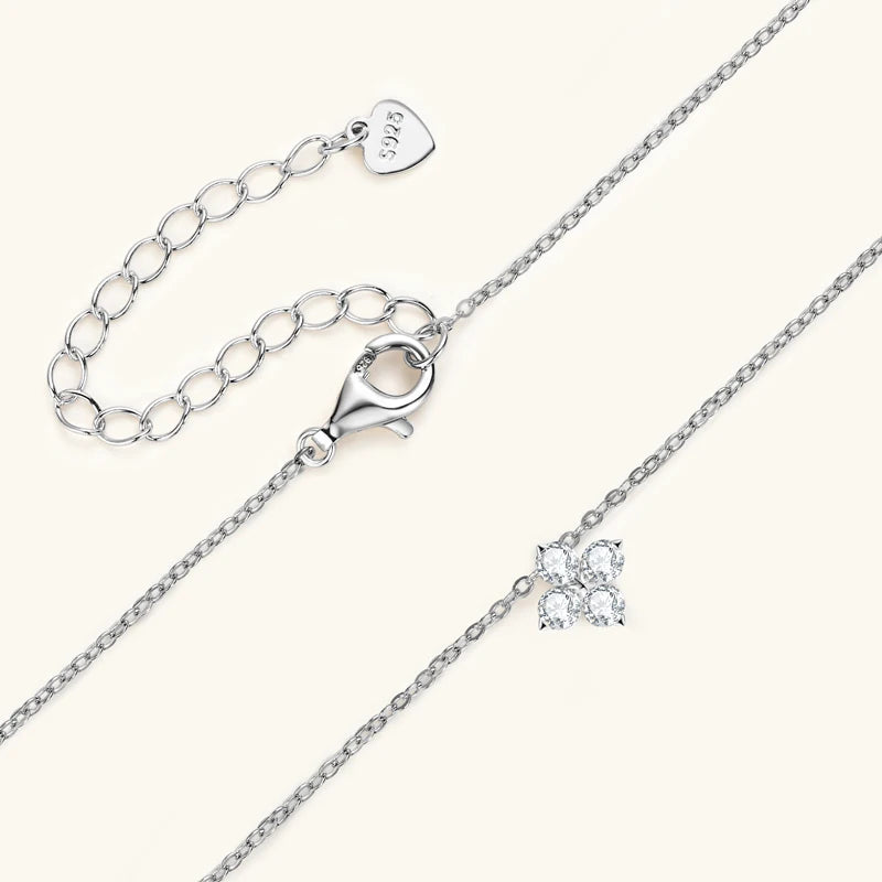 Lucky Clover Necklace Four Leaf Certified D0.40CT Moissanite Pendant Solid 925 Sterling Silver Women's Charm Jewelry Gift