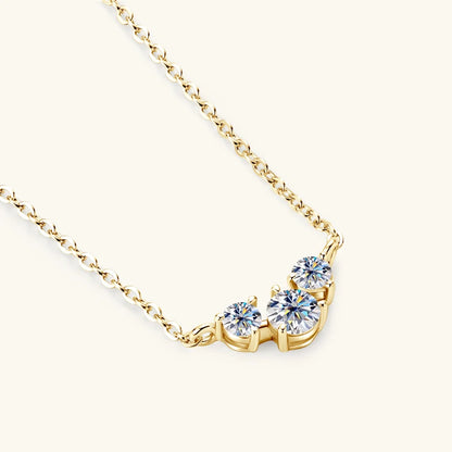 2024 New Original 925 Silver Three Stone Pendant Necklace Moissanite 4mm D Color Jewelry Valentine Day Gift Necklaces for Women