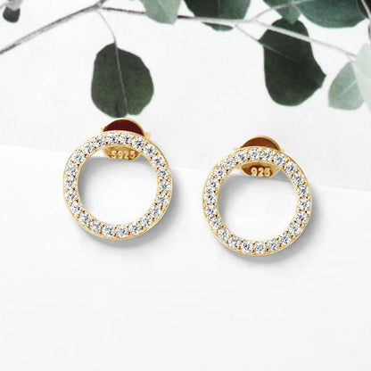 Minimalist 925 Sterling Silver Halo Circle Earrings 1.3mm Round Moissanite Earrings Studs for Women Fine Jewelry 2024 New Trend
