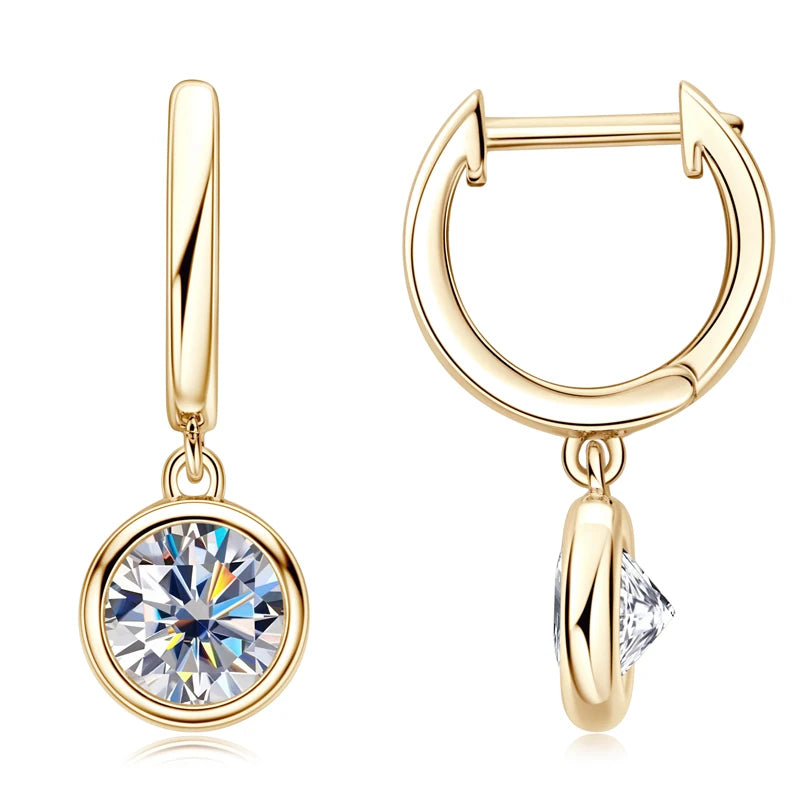 2023 Trend Women's Gold Hoop Earrings Genuine 925 Silver 1CT 2CT Moissanite Drop Earring Wedding Jewelry With Certificate