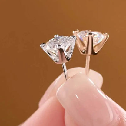 Real 925 Sterling Silver 0.3CT 0.5CT 1.0CT D Color Moissanite 4 Claw Stud Earrings Screw Back Daily Wear Hypoallergenic Jewelry