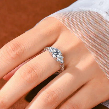 925 Sterling Sliver 6.5mm 1carat Round Moissanite Ring for Women Vintage Skeleton Engagement Wedding Rings Finger Jewel