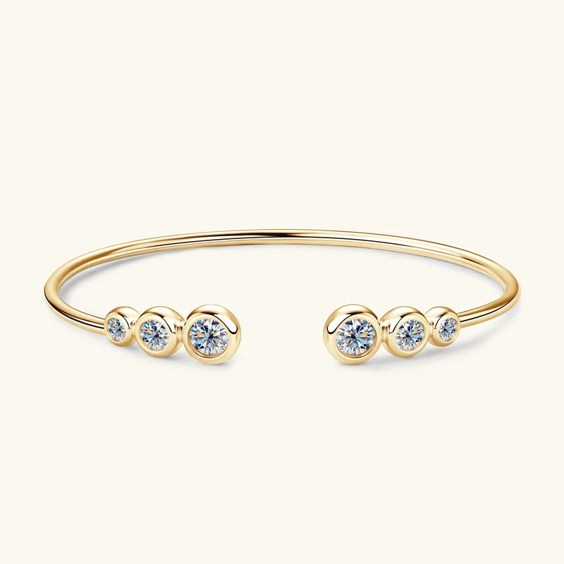 5mm 0.5CT D VVS1 Moissanite Bangle Cuff Real 925 Sterling Silver Bracelet for Women Hand Opening Cuffs Fine Jewelry Gifts