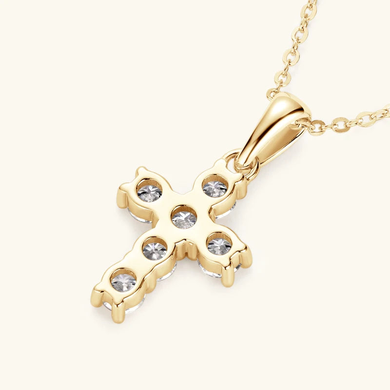 Classic Charm Cross Pendant Necklace 925 Sterling Silver Moissanite with Certificate  for Women Men Gifts Collar Jewelry