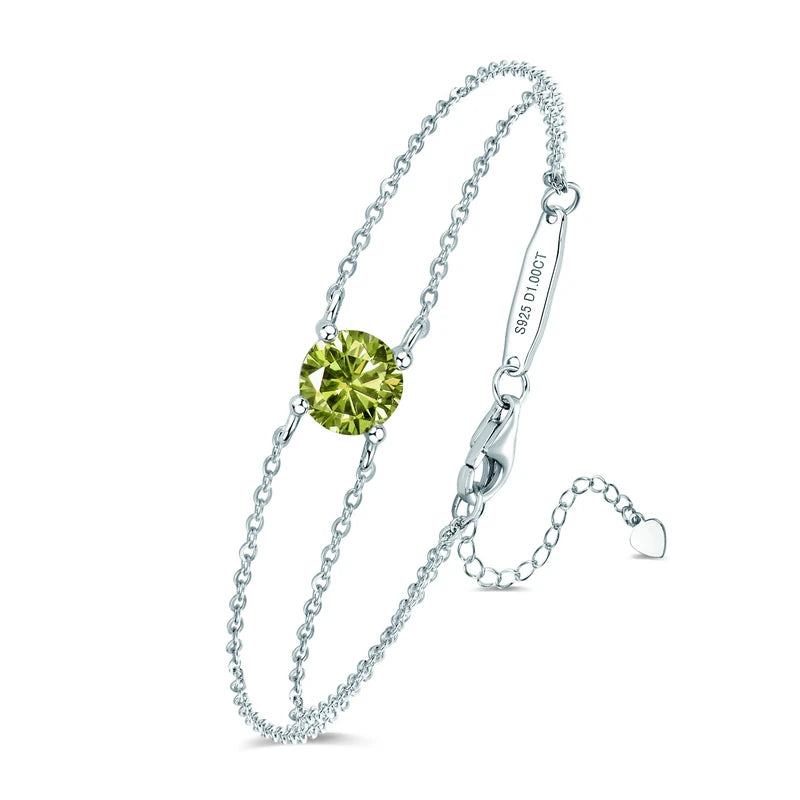 Colorful 12 Birthstone Bracelet for Women Real 925 Silver Chain 6.5mm Lab Diamond Moissanite Zircon Birthday Charm Jewelry Gift