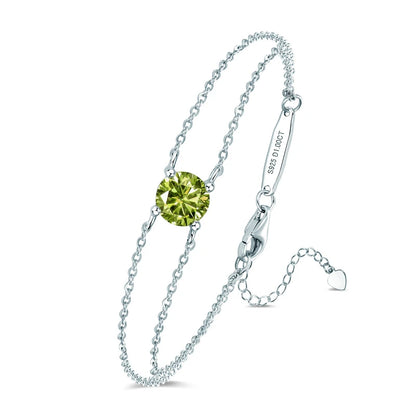 Colorful 12 Birthstone Bracelet for Women Real 925 Silver Chain 6.5mm Lab Diamond Moissanite Zircon Birthday Charm Jewelry Gift