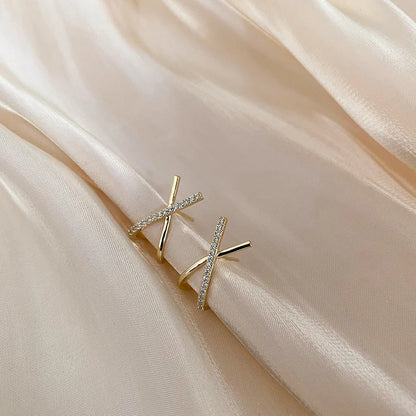 Trendy Moissanite Cross X Stud Earrings S925 Silver for Women Piercing Ear Earring Fashion Fine Jewelry Gift Valentine's